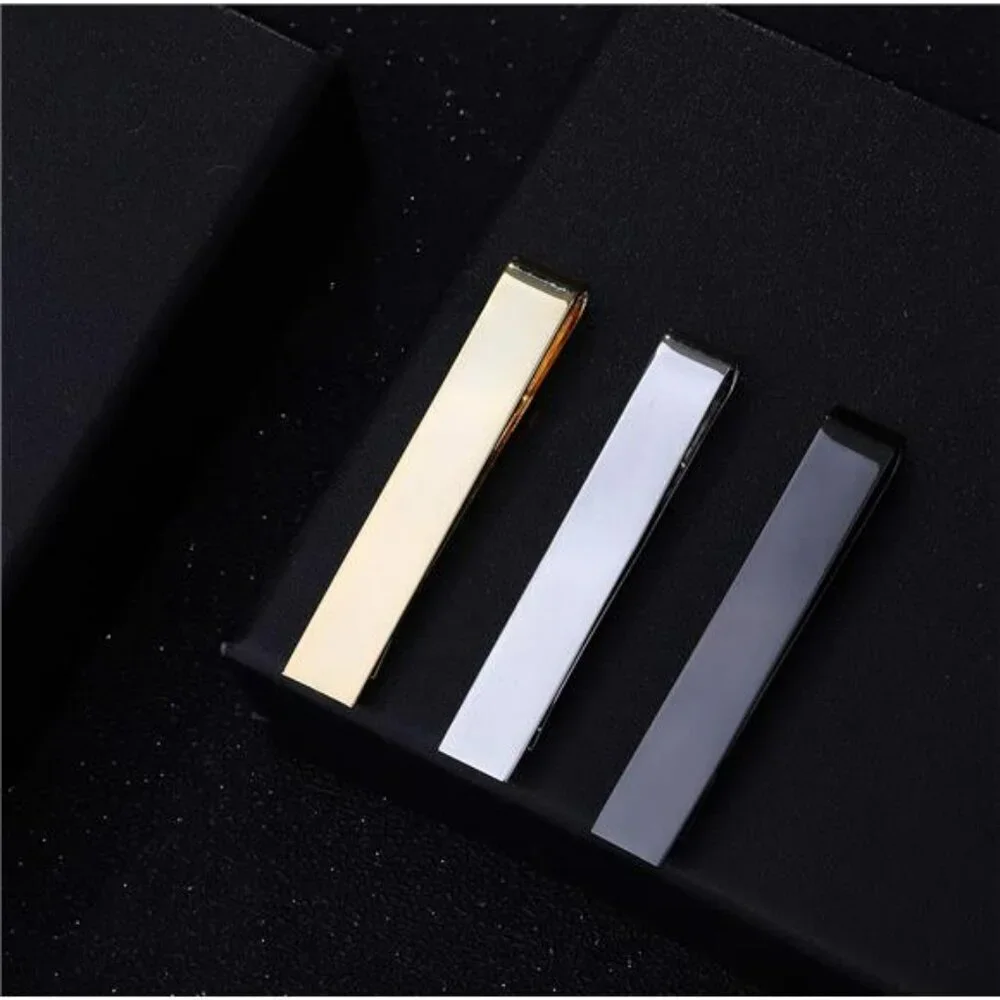 Mens Tie Clip Set Silver Gold Black Bar Clips Wedding Business Formal Gift